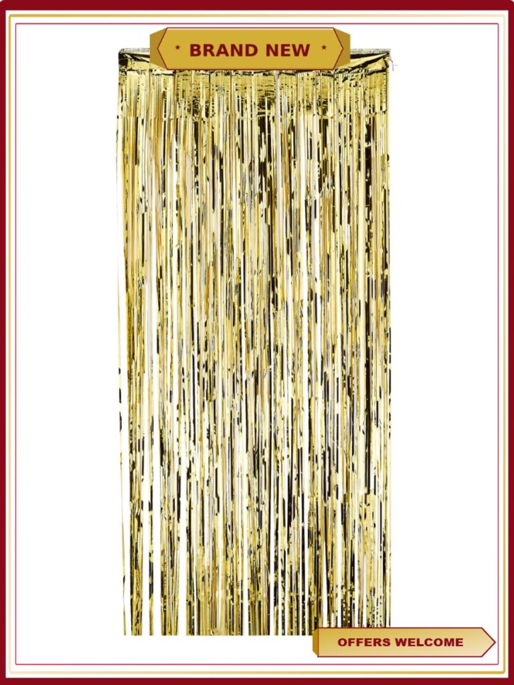 Gold Foil Door Curtain 8ft x 3ft Party Decor Backdrop